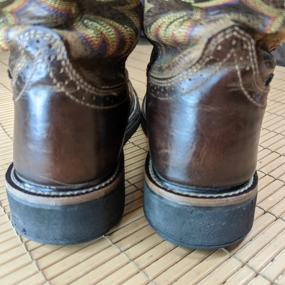 Justin Boots "Stampede"  steel toe. Brown Buffalo leather. Waterproof. Work boot - Picture 4 of 11